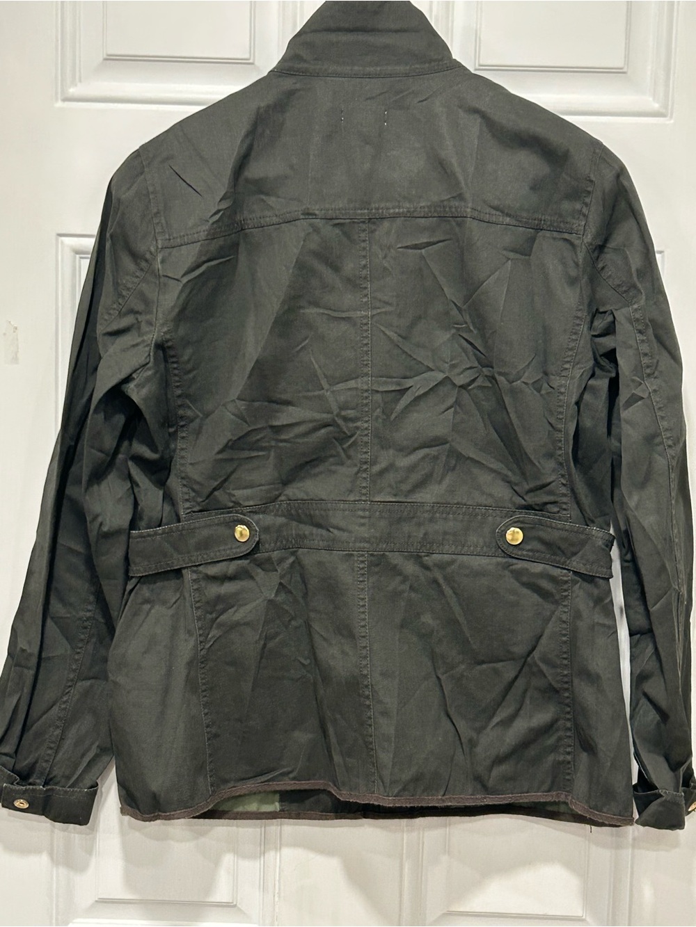 J.Crew Women's Downtown Field Jacket Military Green Utility Gold Hardware Sz M - Picture 6 of 9